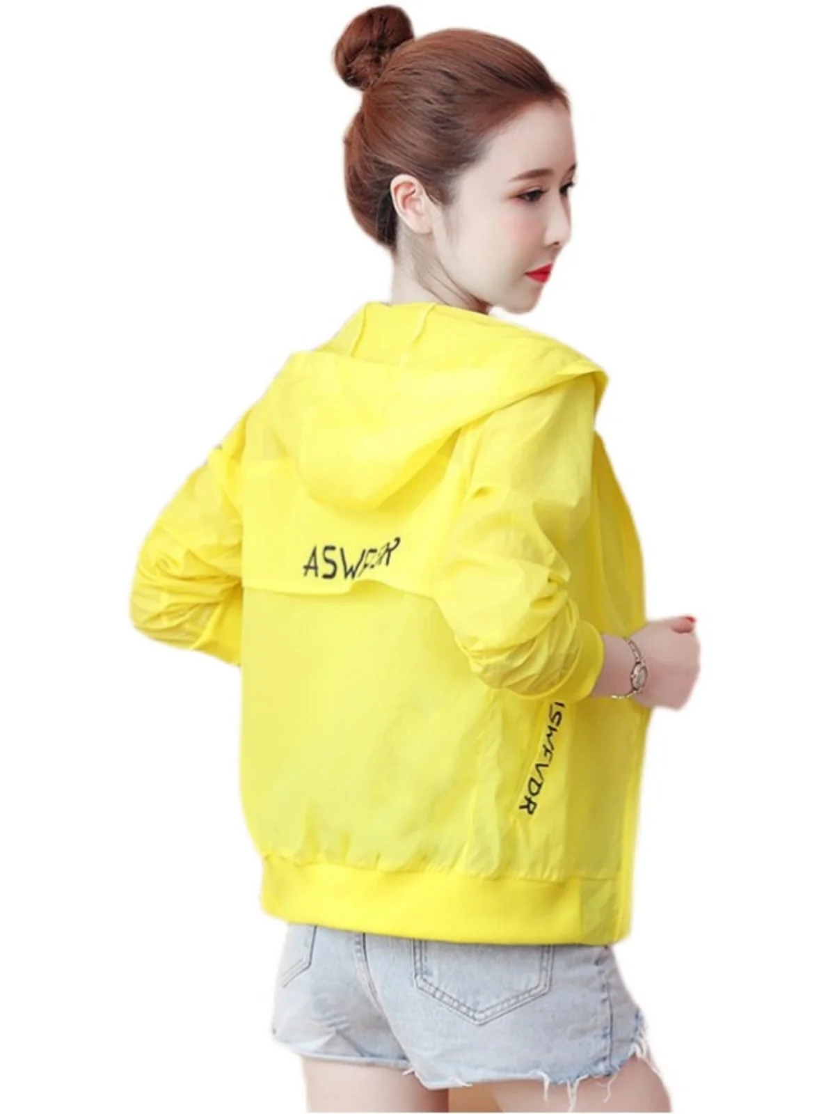 여성용 느슨한 경량 롱 Sve ort 코트 여름 새로운 한국 슬레 모자 볼 게임 Jaet Sun Protection Top