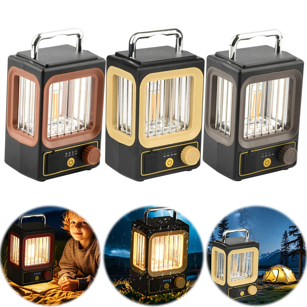 

Portable Solar Lantern with Stepless Dimming and USB Charging for Outdoor Camping Garden Yard Patio Lighting