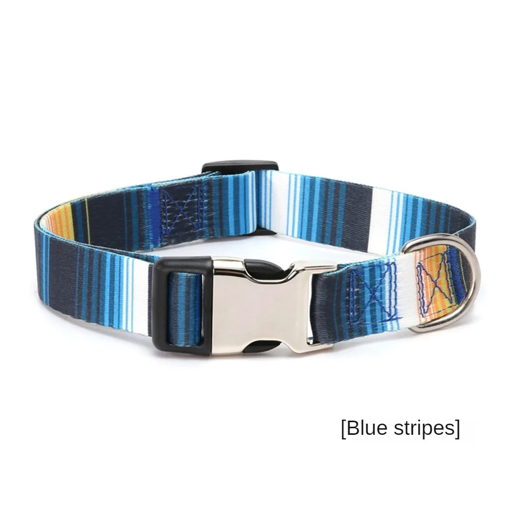 Striped Collar Polyester Pet Strong And Beautiful Pet Accessories Pet Supplies Dog Collar National Wind Printing Easy To Adjust