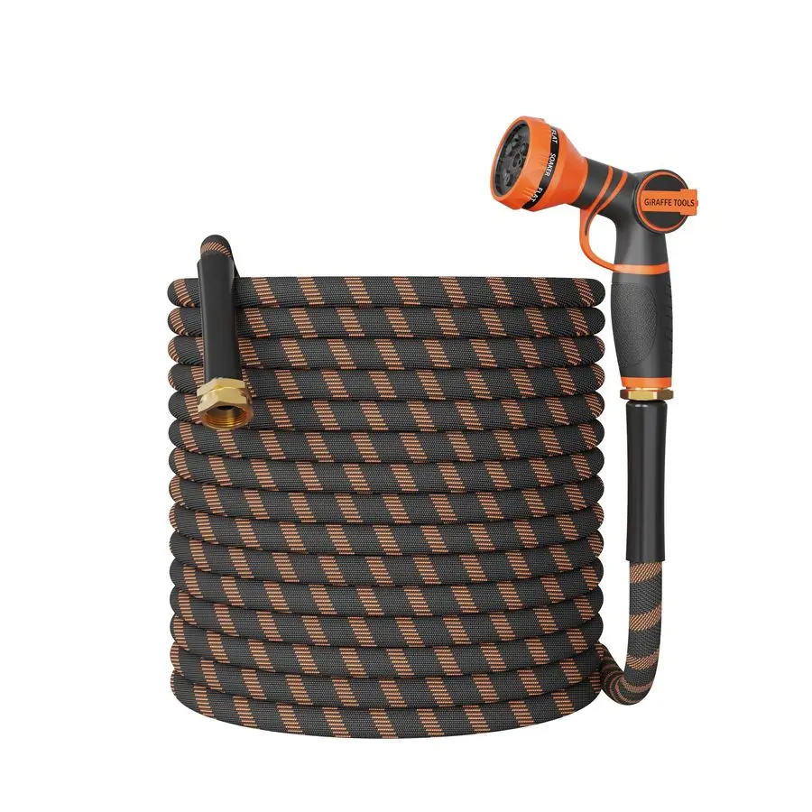 

NonExpandable Garden Hose 100FT 1 2 Lightweight Flexible Water Hoses Burst 600 psi with 9 Spray Function Nozzle Heavy Duty Hose