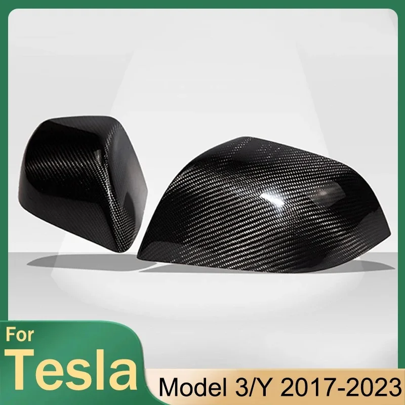 

Real Carbon Fiber Car Side Door Mirror Cover For Tesla Model 3 Model Y 2017-2023 Auto Exterior Accessories Sides Rearview Cover