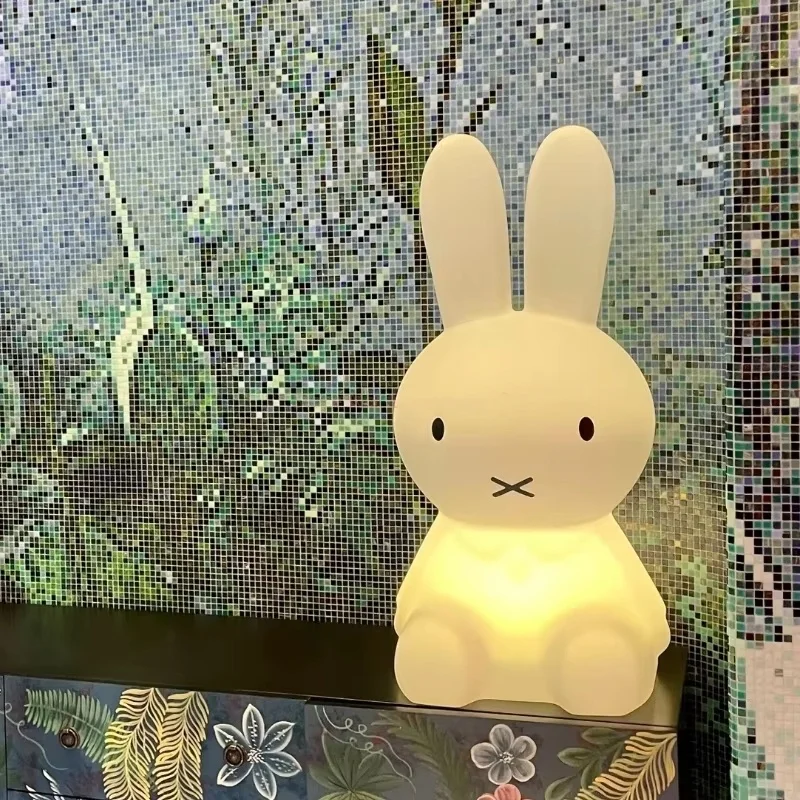 Cute 3D Night Light Kawaii Anime Cartoon Bunny Eye Protection Rechargeable Desk Lamp Bedroom Children Bedside Lamp Camp Lamp