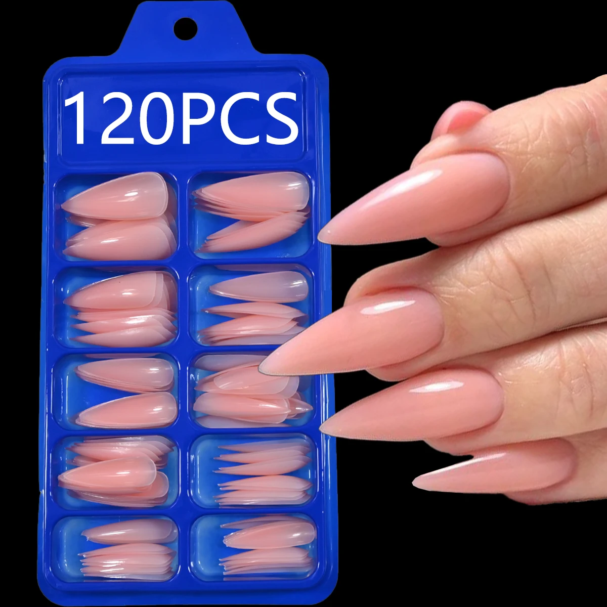 120 Stück in 12 Größen, aufdrückbare Nägel, glänzende Unifarbe, aufdrückbare Nägel, lange spitze Nägel, künstliche Nägel mit vollständiger Abdeckung, su – Detail 13