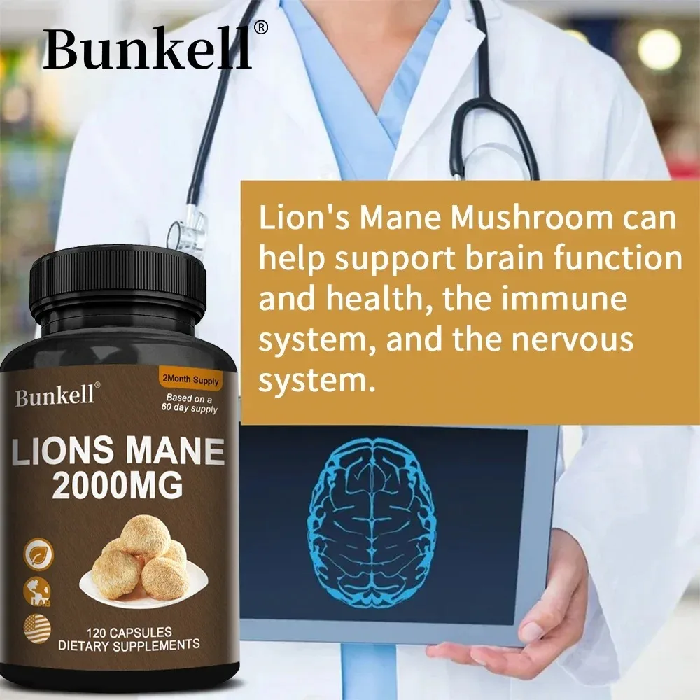 Lion's Mane Mushroom, Support Immune Health, Improve Memory, Protect Brain Nerves, Relieve Stress