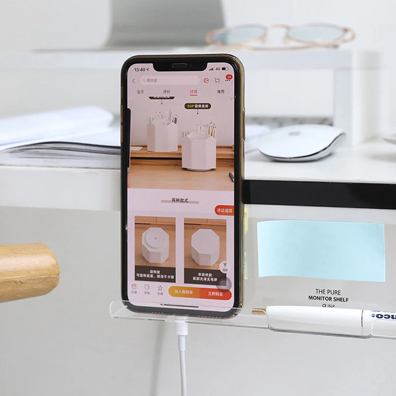 Creative Acrylic Monitor Message Memo Board For Sticky Note Transparent Name Card Phone Holder Desktop Plastic Holder Stationery view 3