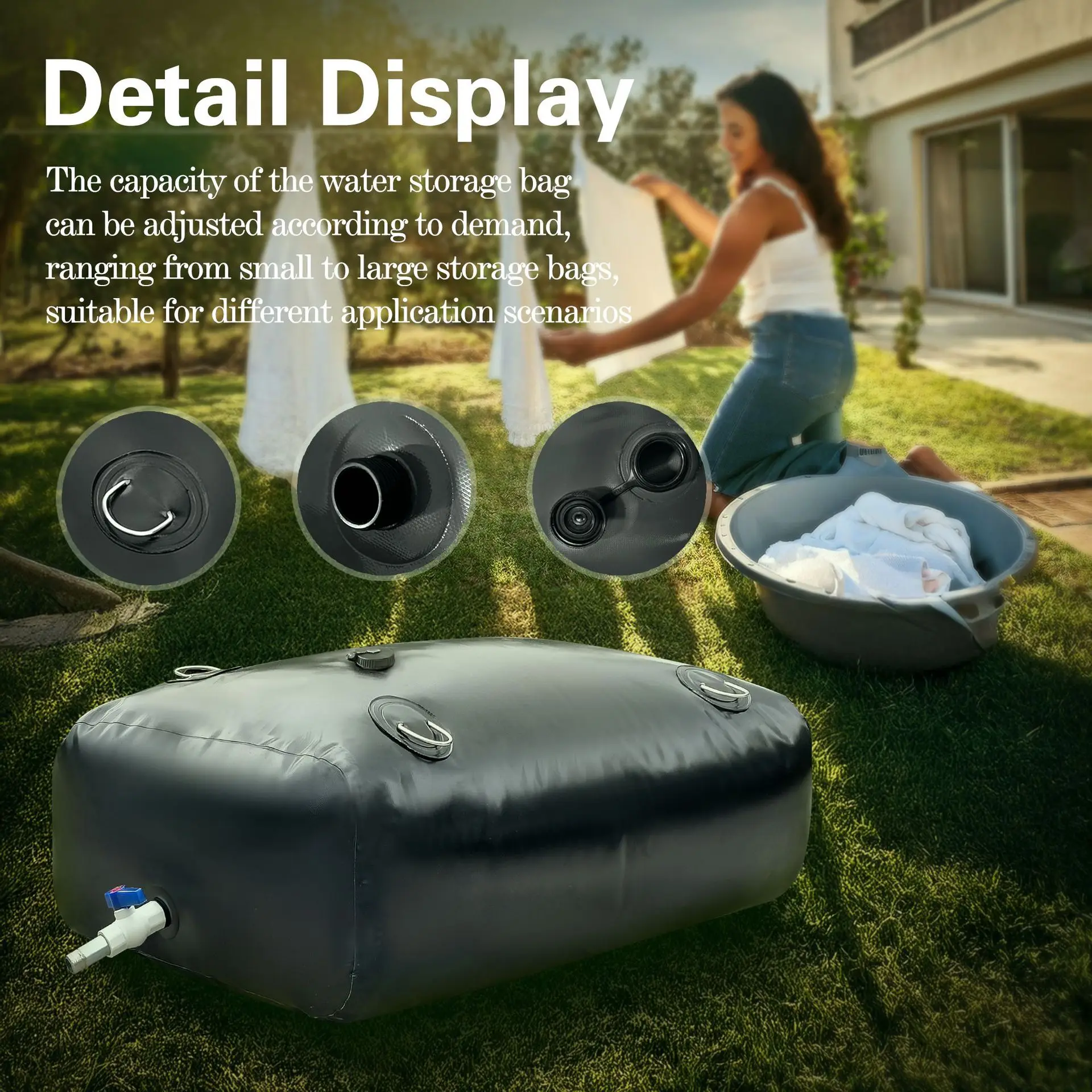 Water bag Soft water bag Large capacity water storage bag Outdoor portable Large thickened foldable car drought resistant