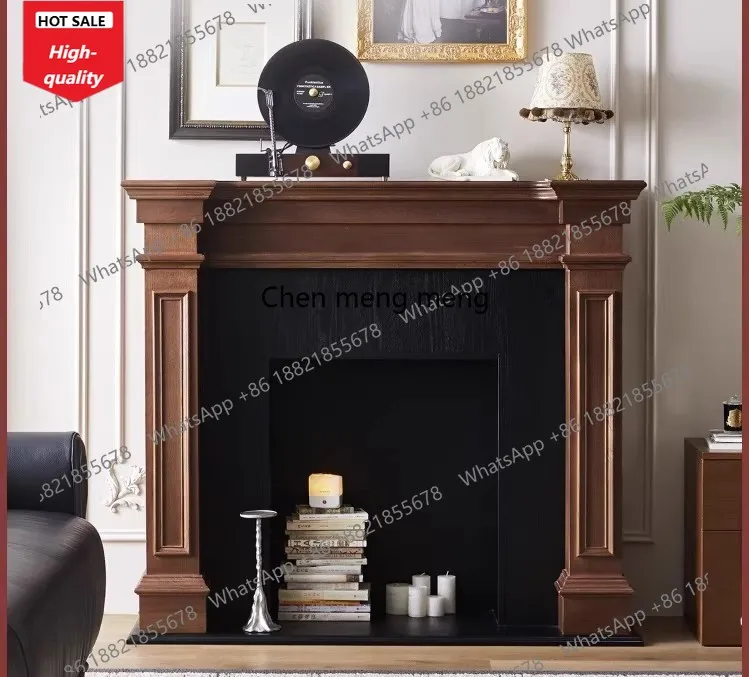 

C139 Living French walnut retro solid wood fireplace cabinet decoration living room flame mantel medieval furniture porch cabi