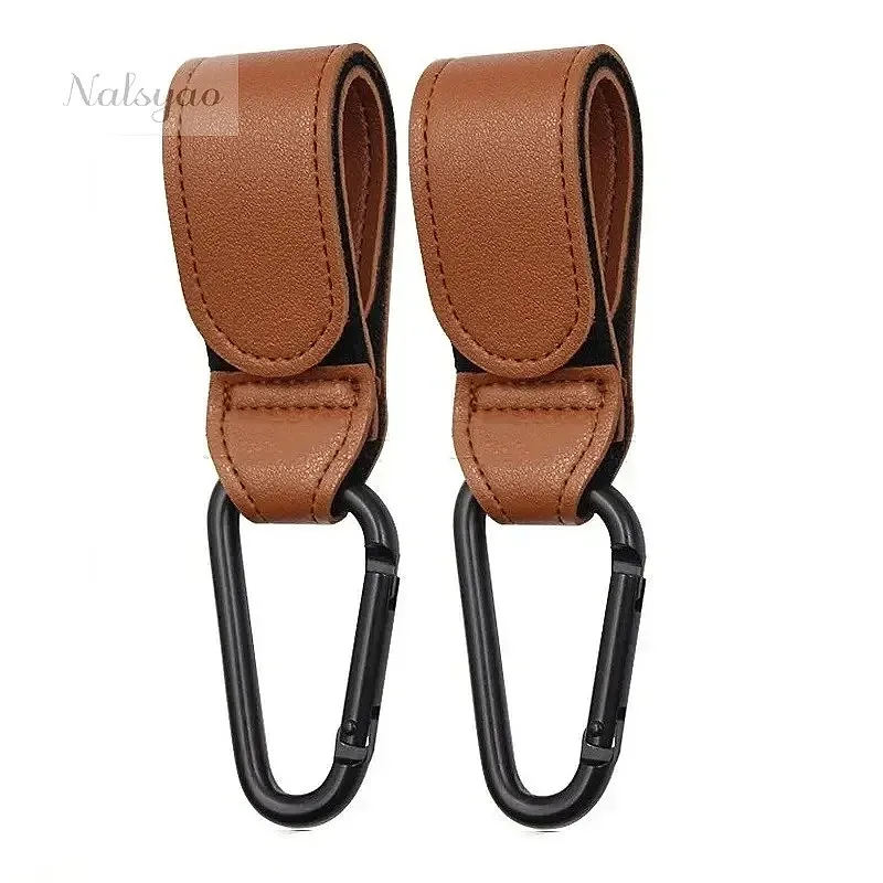 Wholesale 2pcs 360 Degree Rotatable PU Leather Stroller Hooks Cart Organizer Pram Accessories