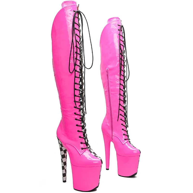 Leecabe  20CM/8Inch PU Upper two color Exotic Sexy Fashion Trend Platform disco party High Heels Shoes Pole Dance boot