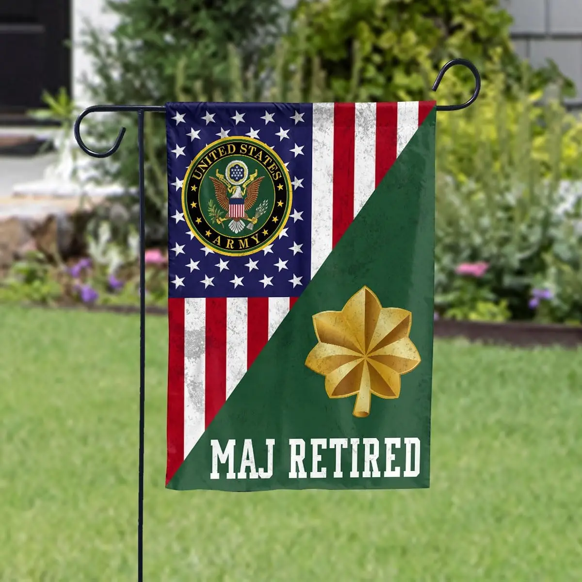 O4 Major Rank Insignia Retired Army Military Retirement Garden Flag (11.5x17.5) For Veteran&;s Day, 4th of july, Double Sided-US