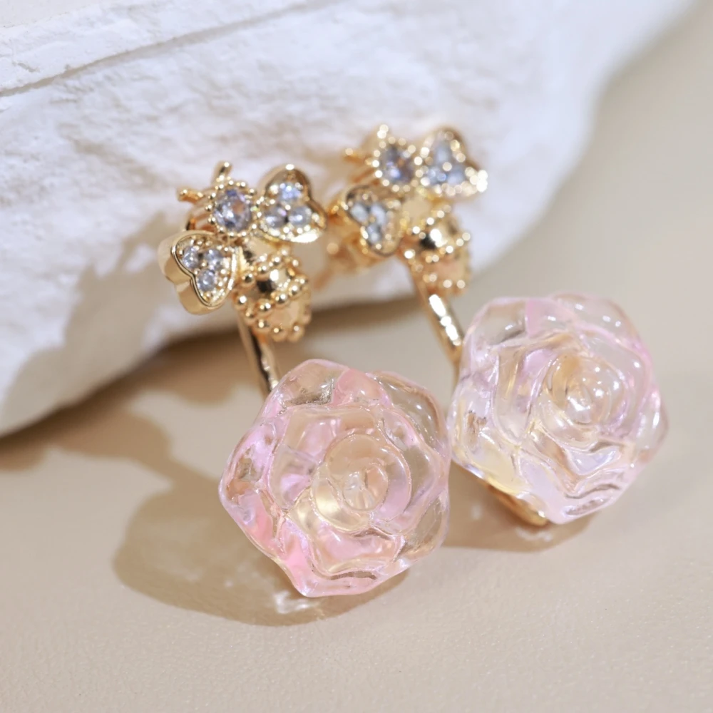 2026 Bestselling Resin Flower Earrings Sweet Fashion High-Quality Jewelry Accessories