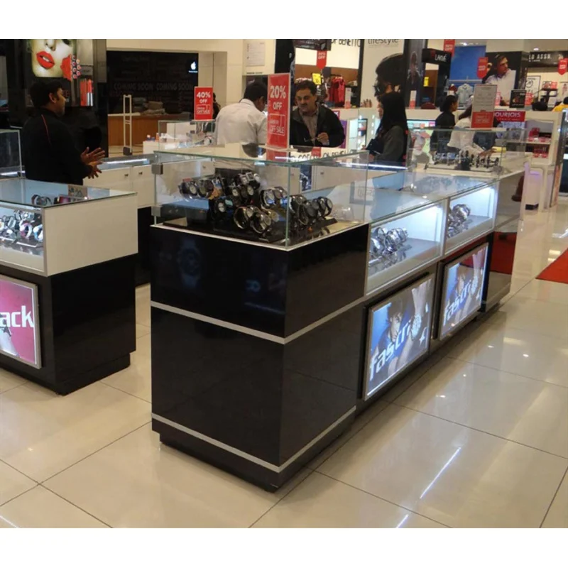 Custom, fashionable watch showcase with LED lighting high quality watch furniture retail boutique watch display cabinet