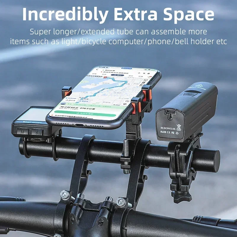 

WEST BIKING 20-32MM MTB Road Bike Handlebar Extender Ultralight Aluminum Alloy Handle Bracket Bar For Phone Bike Computer Lights