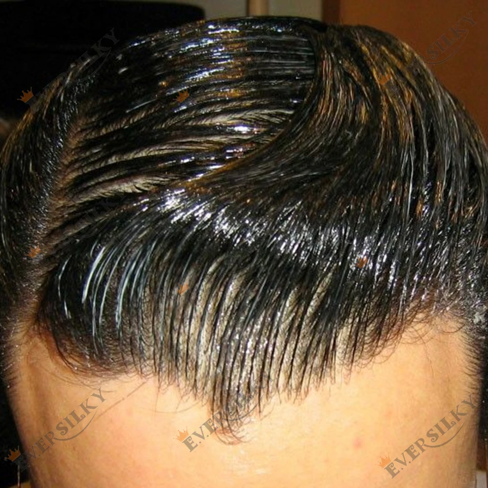 

Натуральная невидимая линия роста волос, ультратонкая основа V-loop 0.02 мм, 80% плотность, блонд 1b65 1b80, система из натуральных волос, парик для мужчин серо-черного цвета