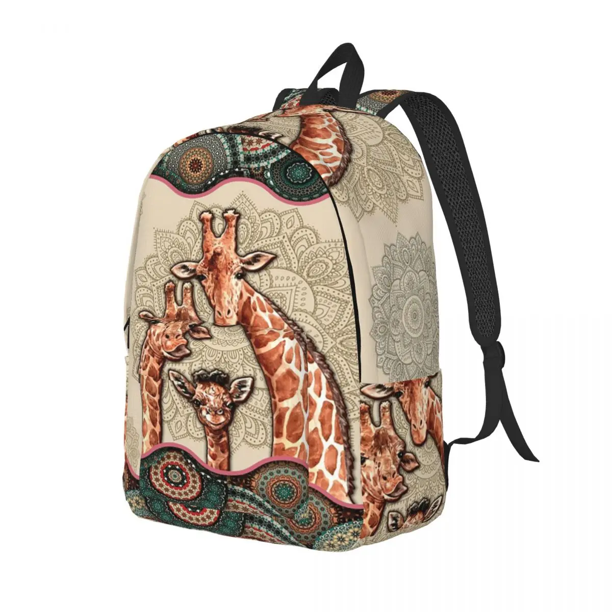 Giraffe Vintage Mandala Student Backpack School Bag Hiking Travel Daypack for Men Women Bookbag Shoulder Bags