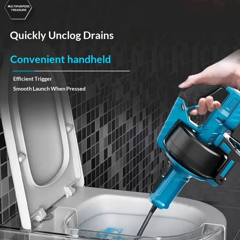 Automatic Sewer Pipe Dredge Tool Cleaner Portable Lithium Battery Blockage Removal Machine
