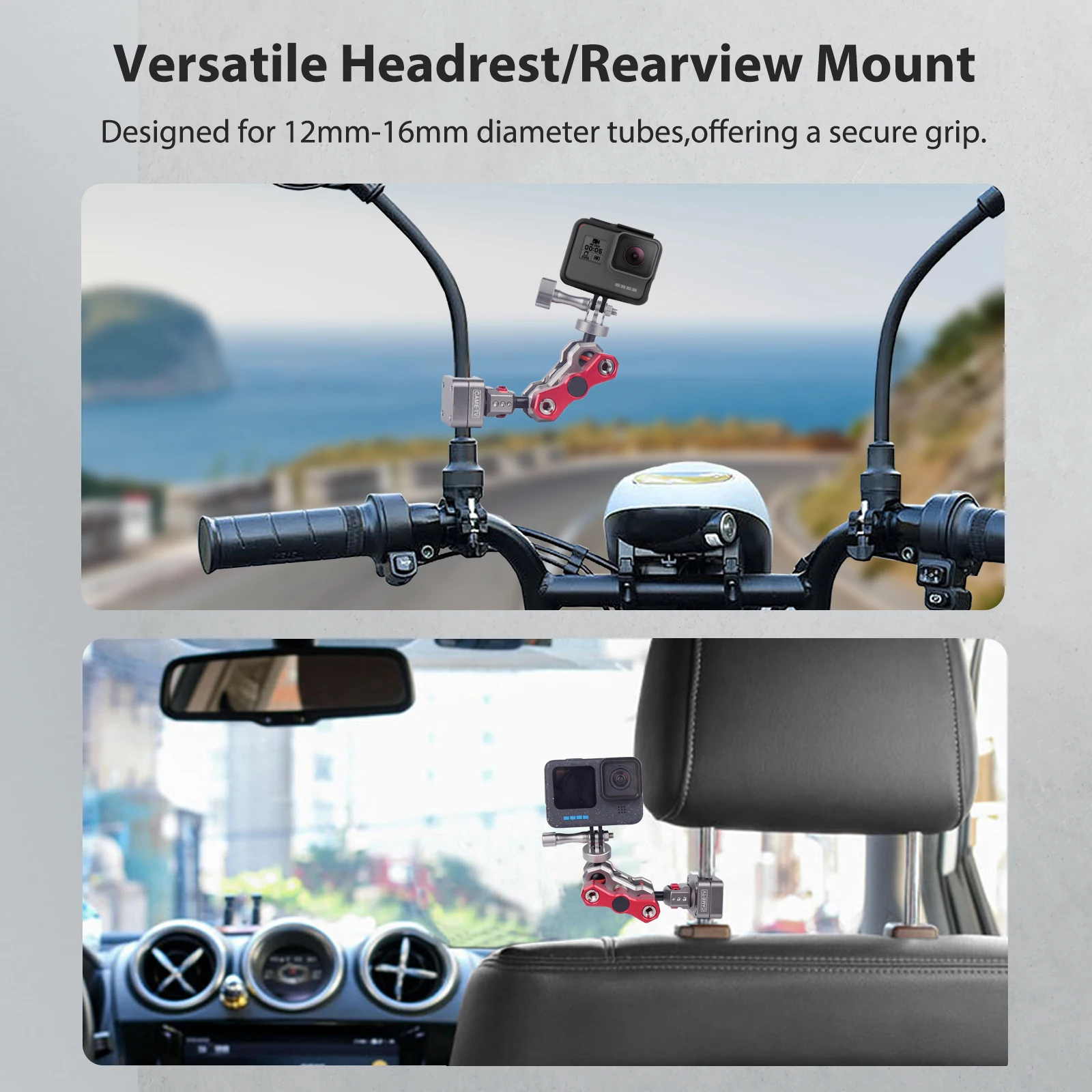 OEM CAME-TV Headrest/Rearview Mirror Magic Arm Mount for GoPro Motorcycle Accessories Holder Handlebar Bike Bracket DJI OSMO