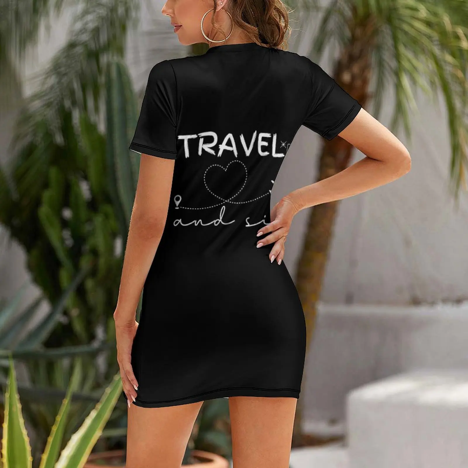 Funny Airplane Travel Family vacation Drinking Wine Travel And Sip Short Sleeved Dress Dress for girls