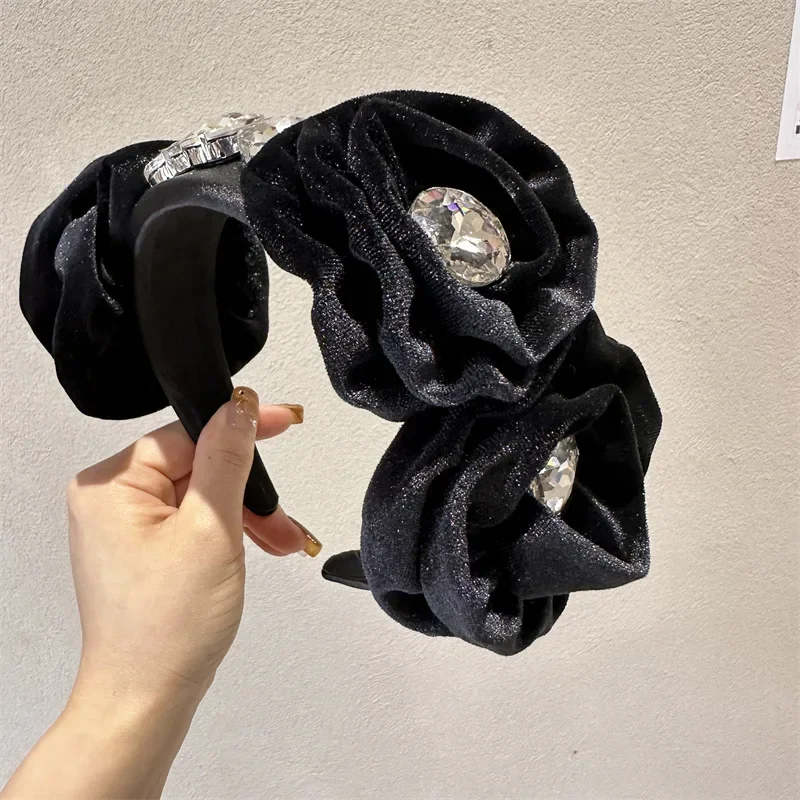 New Solid Color Simulation Garland Bridal Mesh Headband Girls Curled Flower Core Flower Headband Performance Hair Accessories