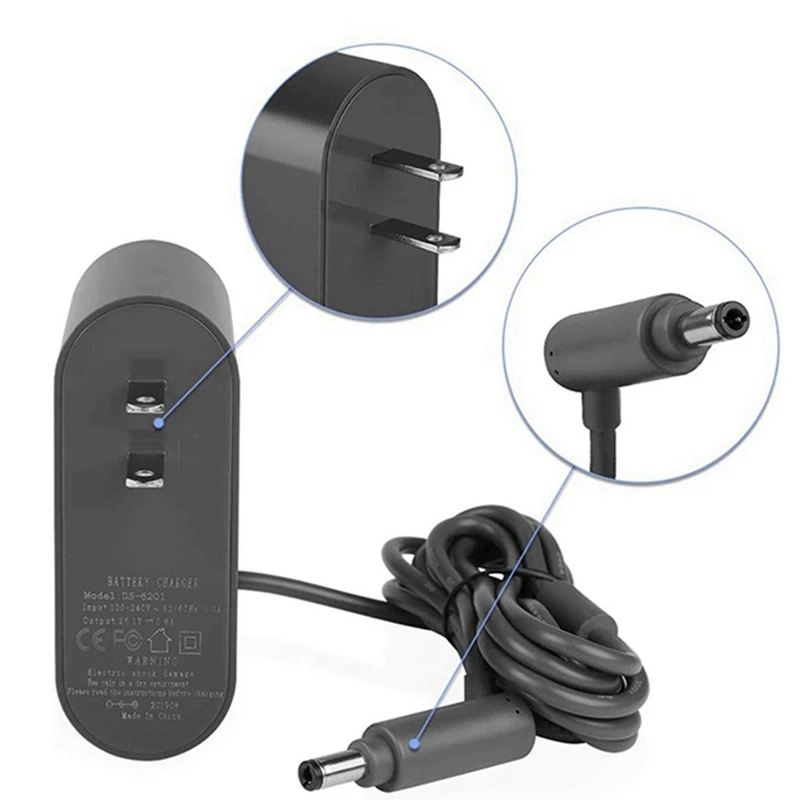 Aspirador Carregador de Bateria para Dyson, Carregador Rápido, EU Plug, Adequado para Dyson V6V7V8DC62, 0.8A