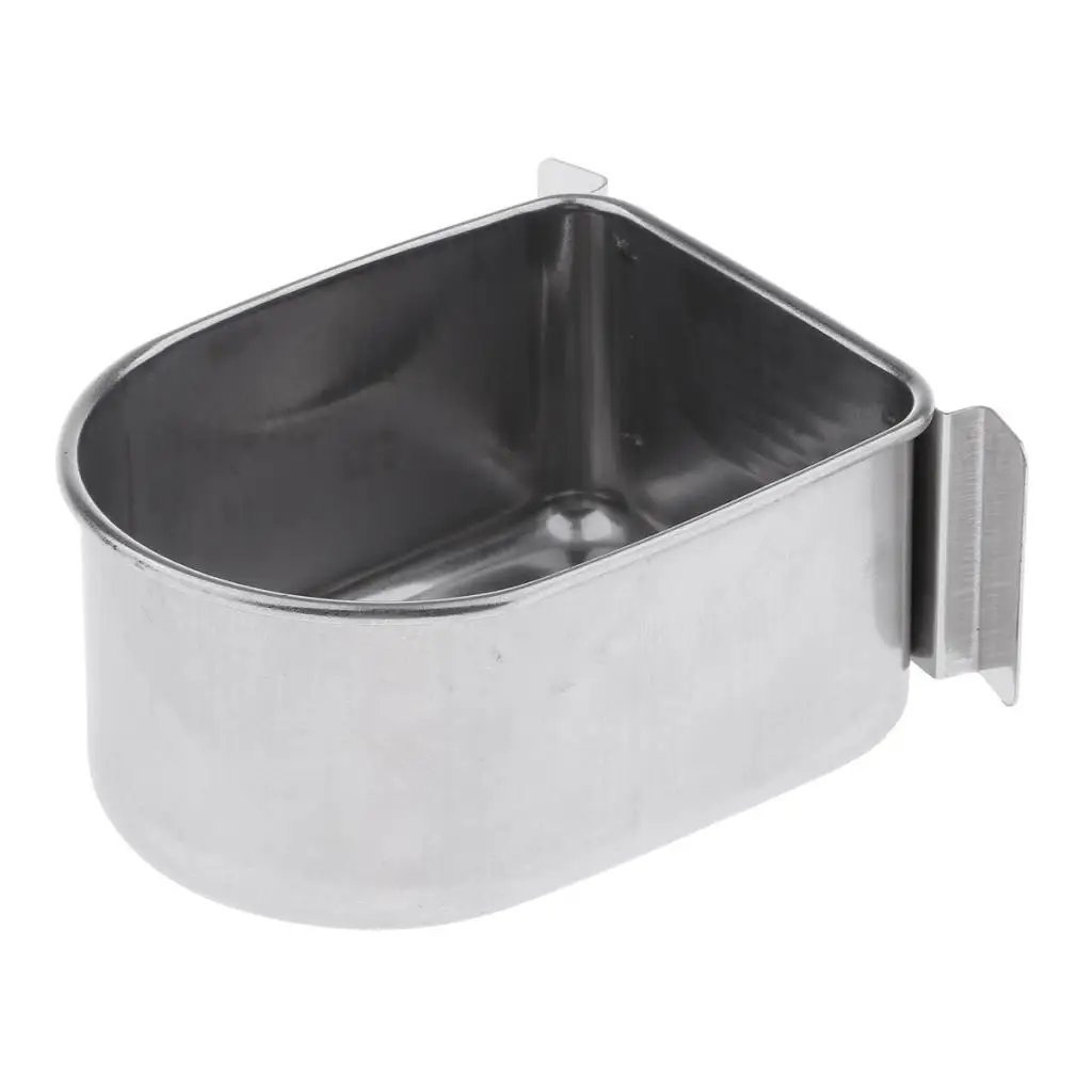 Hanging Pet Parrot Food Feeder, Stainless Steel Feeding Device - Water Bowl for Pet Bird Pigeon Cage Accessories 10.5x8x5cm