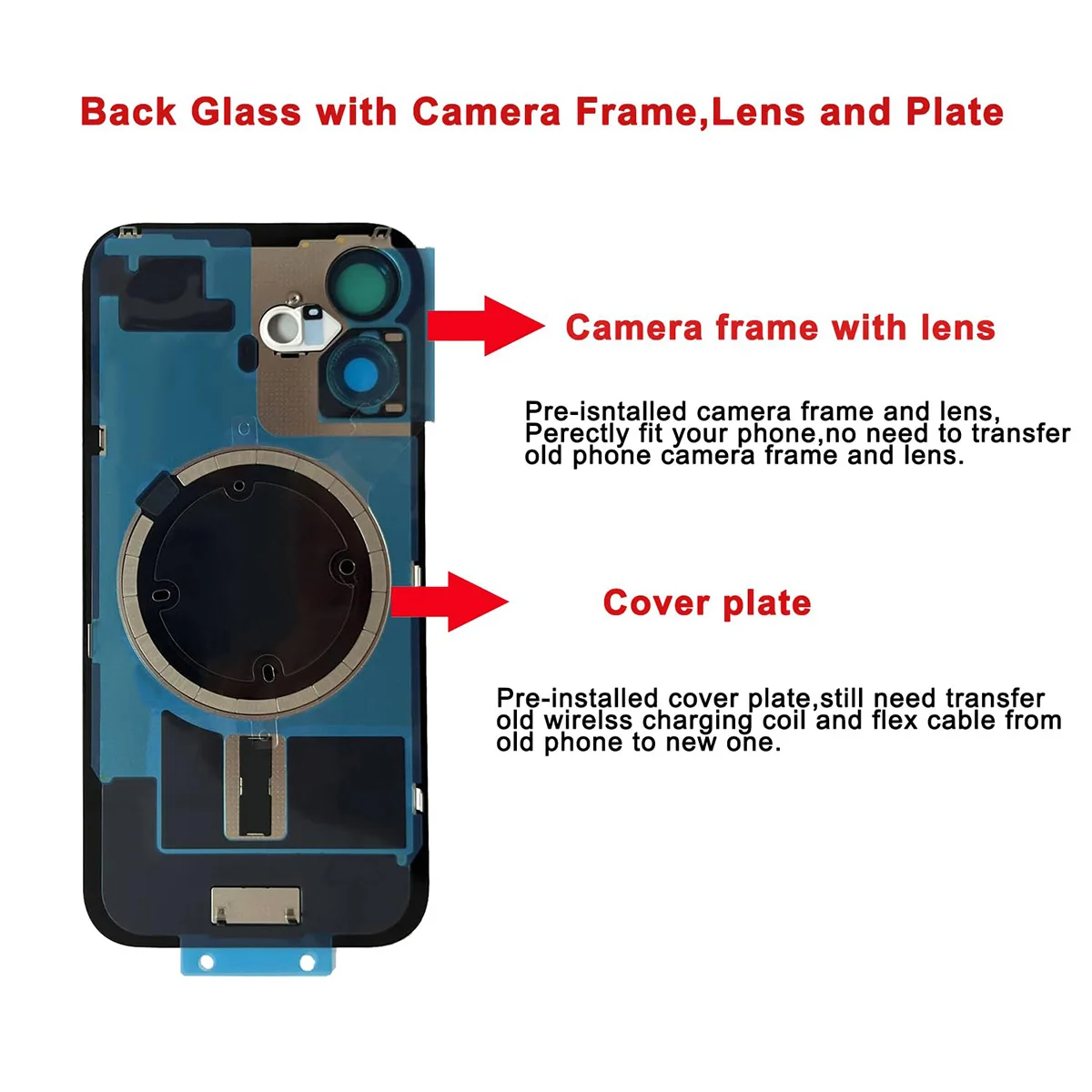 Для замены заднего стекла iPhone 16 plus, оригинальный размер с объективом камеры, магнитами + профессиональный набор инструментов для ремонта
