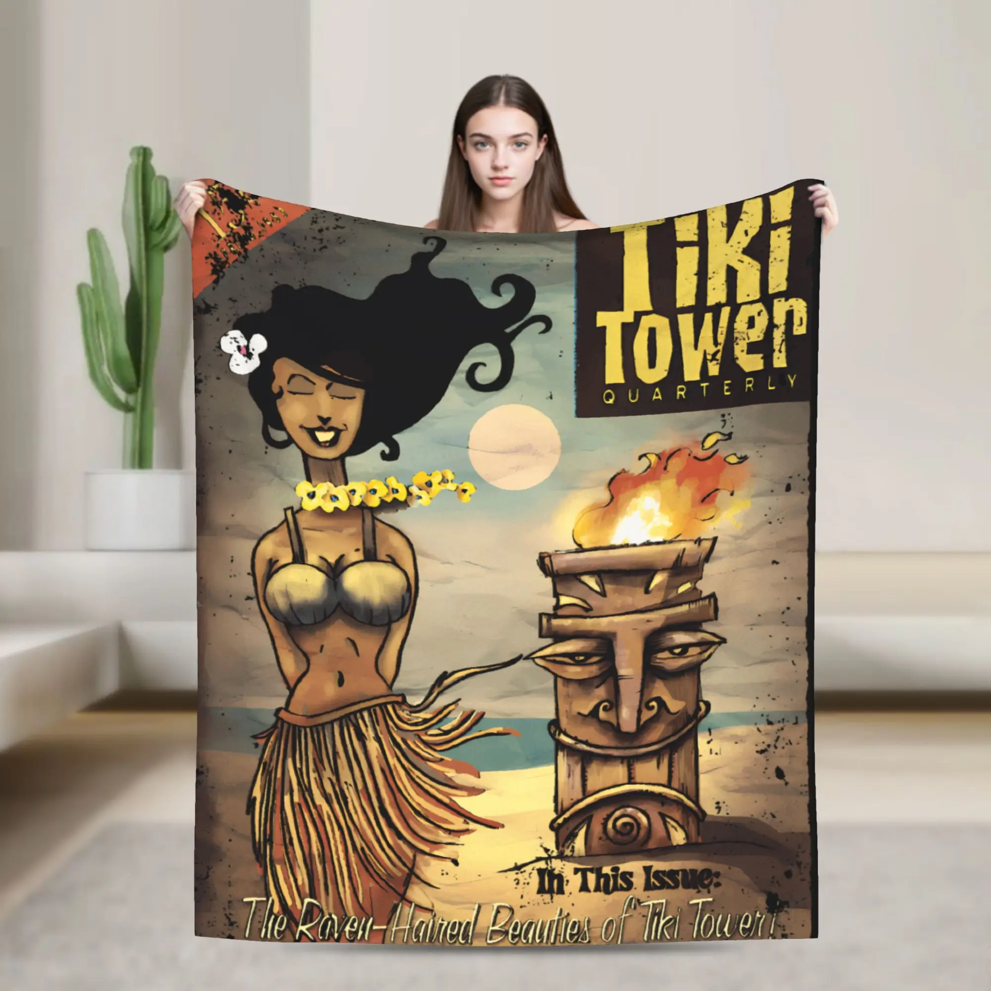 

Tiki Tower Quarterly Warm Blanket Kids Plush Throw Blanket Street Trend Couch Chair Flannel Bedspread Sofa Bed Cover