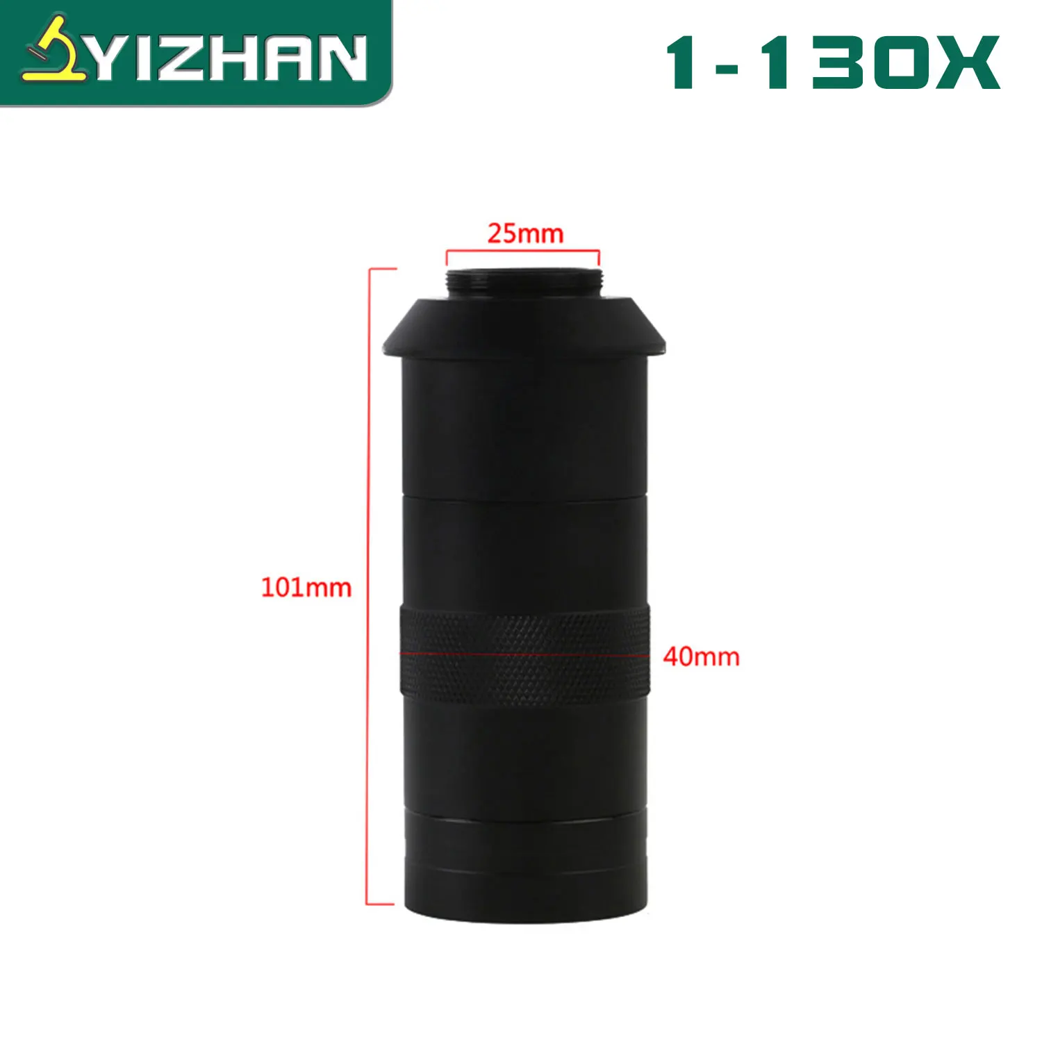 YIZHAN Einstellbare Zoom C-Mount Objektiv Vergrößerung 130X 180X 360X Labor 0,3X0,5X0,75 X 2X Ziel für Industrie Mikroskop Kamera