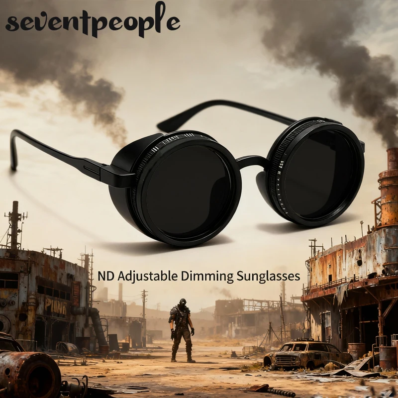 

Vintage Polarized Adjustable Dimming Round Sunglasses Men 2025 Luxury Brand Steampunk Sun Glasse Outdoor Fishing Shades UV400