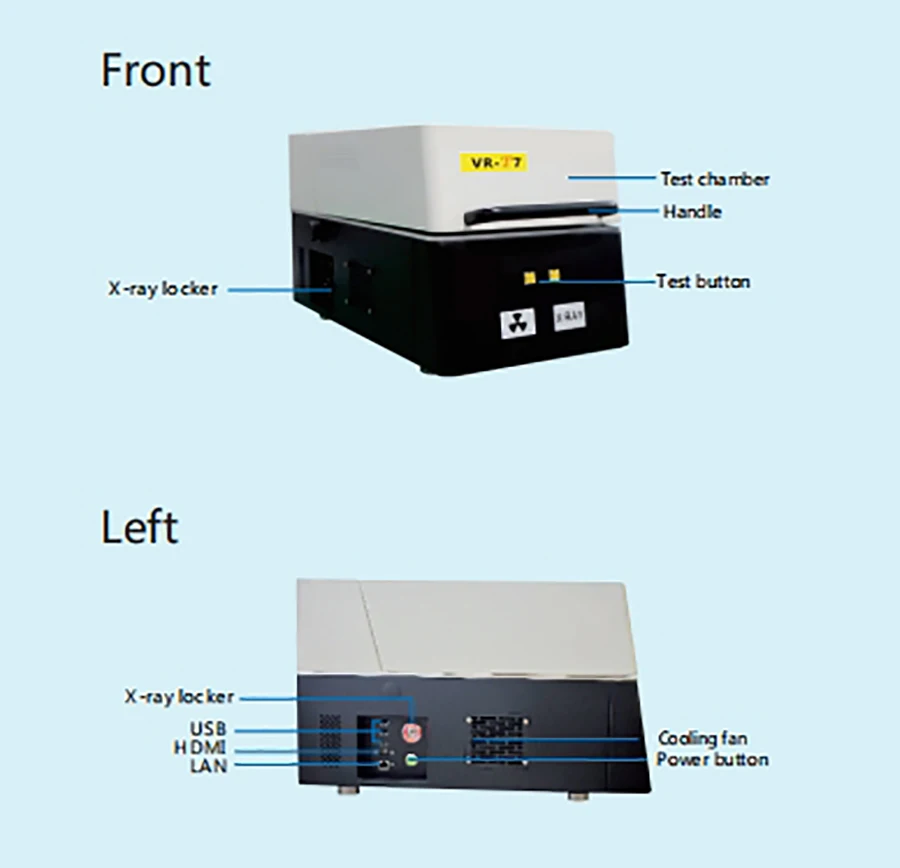 Analizzatore T7 XRF per oro, argento, macchina per prove, spettrometro Analizzatore di metalli preziosi Rilevatore SDD