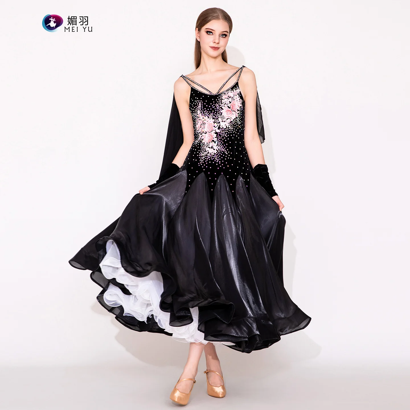 

2025 новейшее женское платье для соревнований по бальным танцам, танцевальное бальное платье для вальса, стандартное танцевальное платье, женские бальные костюмы My946