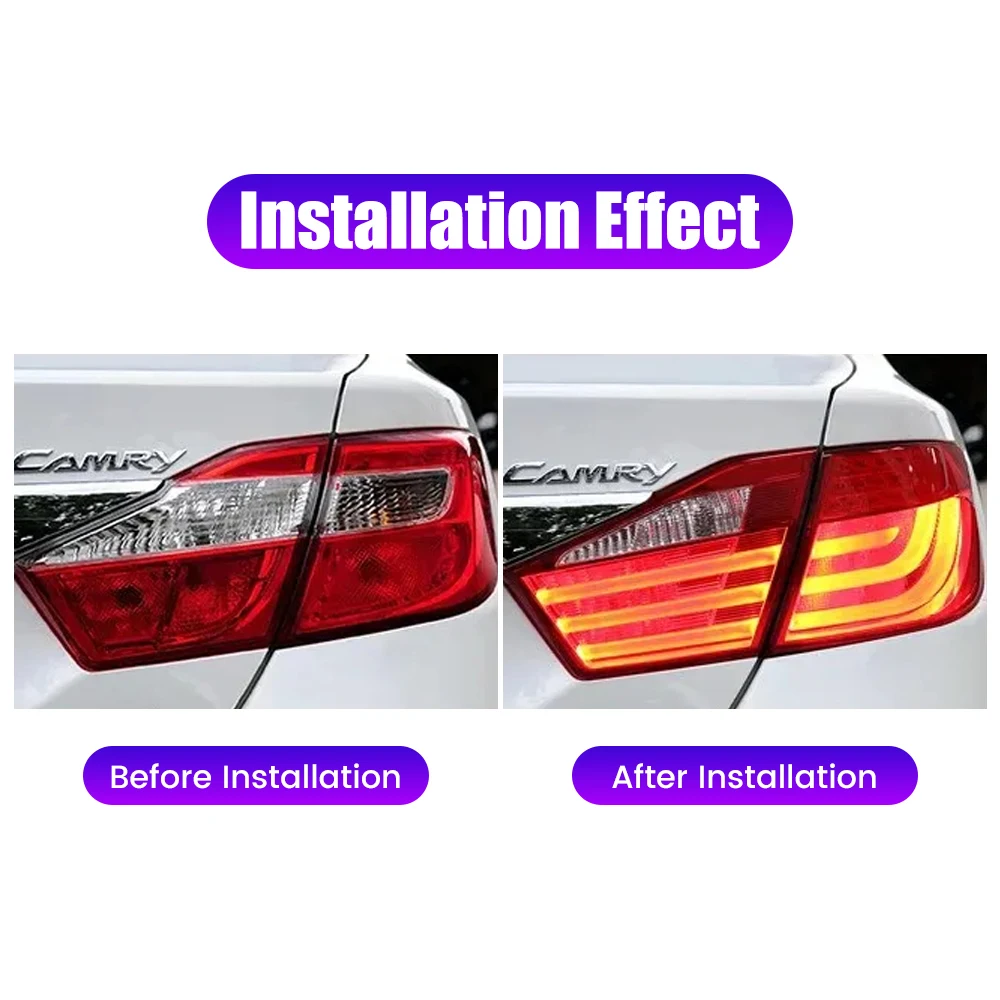 2 قطعة سيارة الذيل ضوء الجمعية لتويوتا كامري 2010-2014 LED DRL تشغيل ضوء الفرامل تدفق المياه وميض الذيل مصابيح المصابيح الخلفية