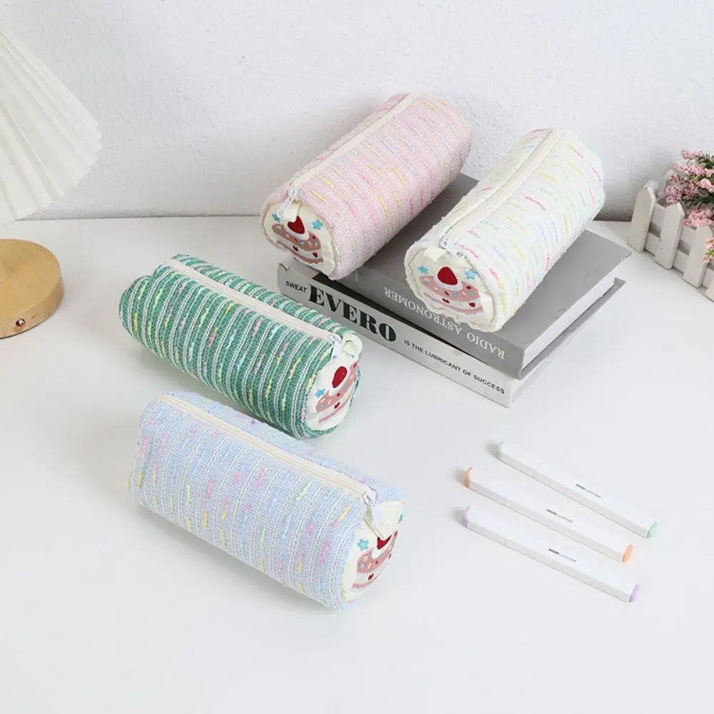 Multifunctional Embroidered Pen Bag Soft Touch Large Capacity Pencil Case Pen Box Student Gift