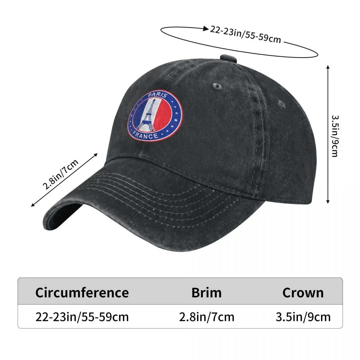 Paris France Flag Denim Baseball Cap Outdoor Sport Trucker Hat Spring Unisex Men Streetwear Sunshade Snapback Cap