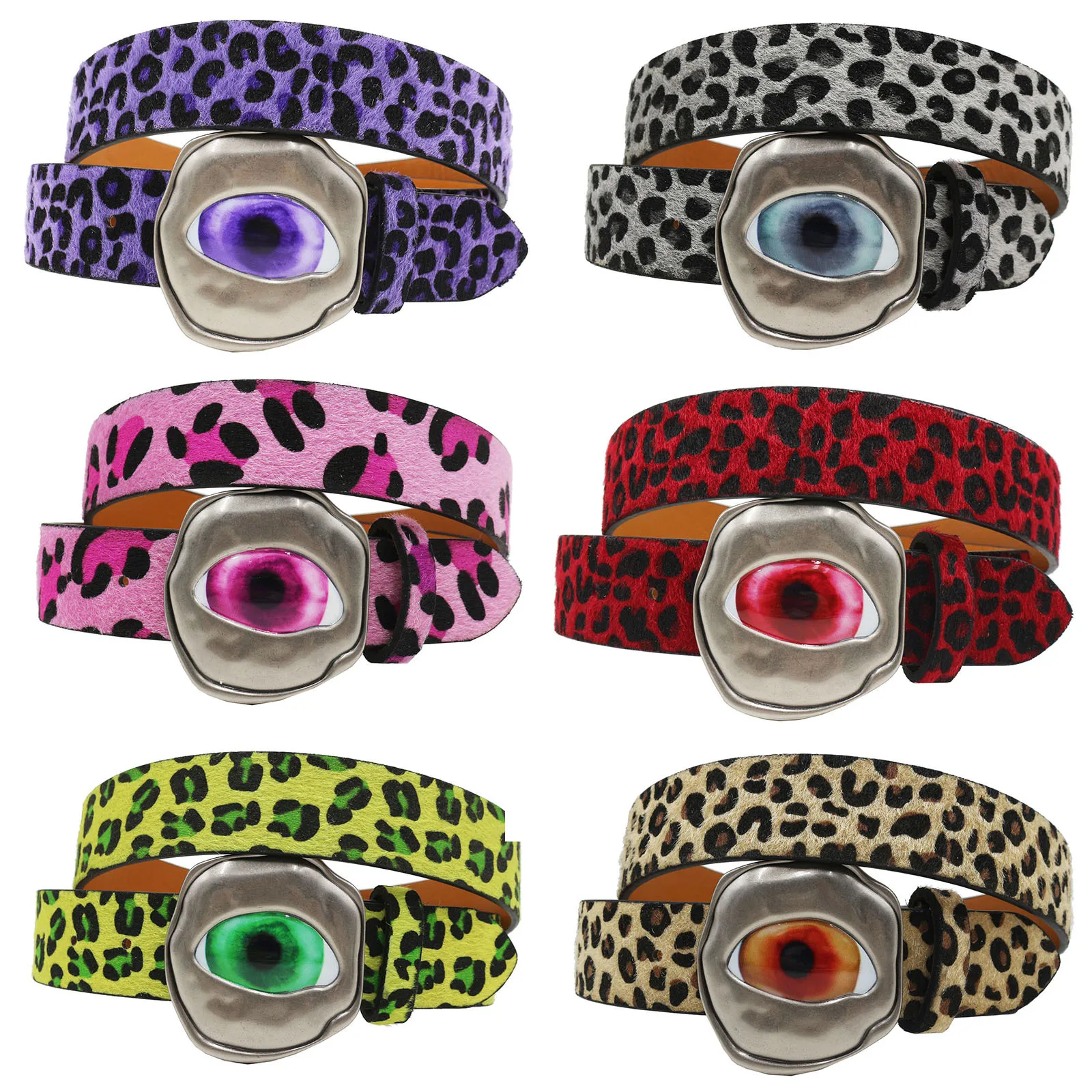 Hot Girl Devil's Eye Leopard Print Belt  Women's Hip Hop Trendy Belt Girls Girdle Fashion Casual Jeans Dress Accessories