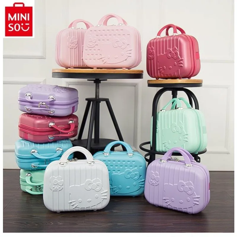 MINISO-Sac à Main de Haute Qualité Style Académique pour Femme, Mignon, Dessin Animé, Hello Kitty, Rangement Multifonctionnel, Bagage de Maquillage