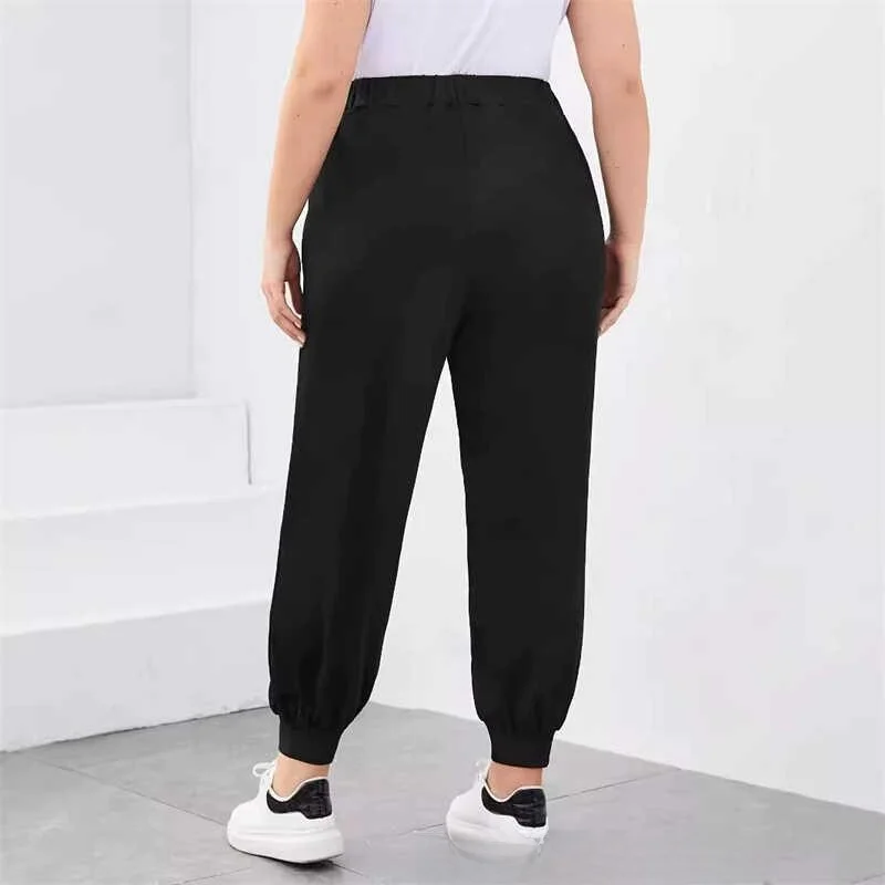 بالإضافة إلى حجم Sweatpants عارضة السراويل المنزل فضفاضة عالية الخصر الشارع Sle السراويل مع كيتس السراويل الطويلة ألياف البوليستر