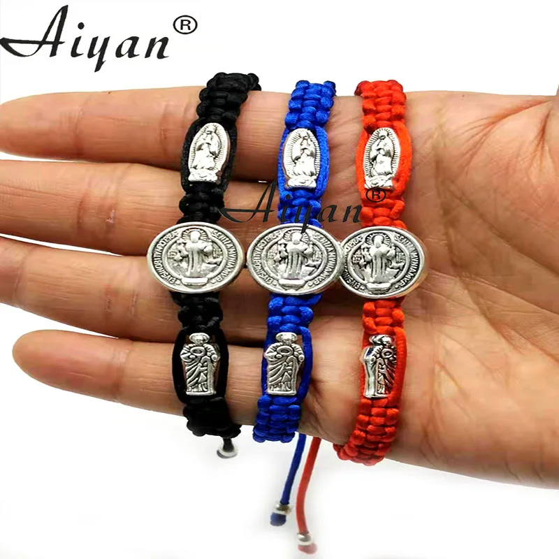 12 Pieces 1.5cm Saint Benedict And St  Mary And Saint Jude Woven Bracelets Can Used Prayer And Exorcism Protection Or As Gifts