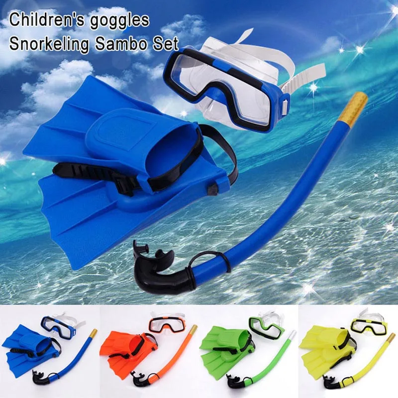 Children Diving Mask Set Anti-Fog Swimming Goggle Masks Snorkel Fins Kit for Kid Easy To Use 1 Set Children Kids Boys Girls