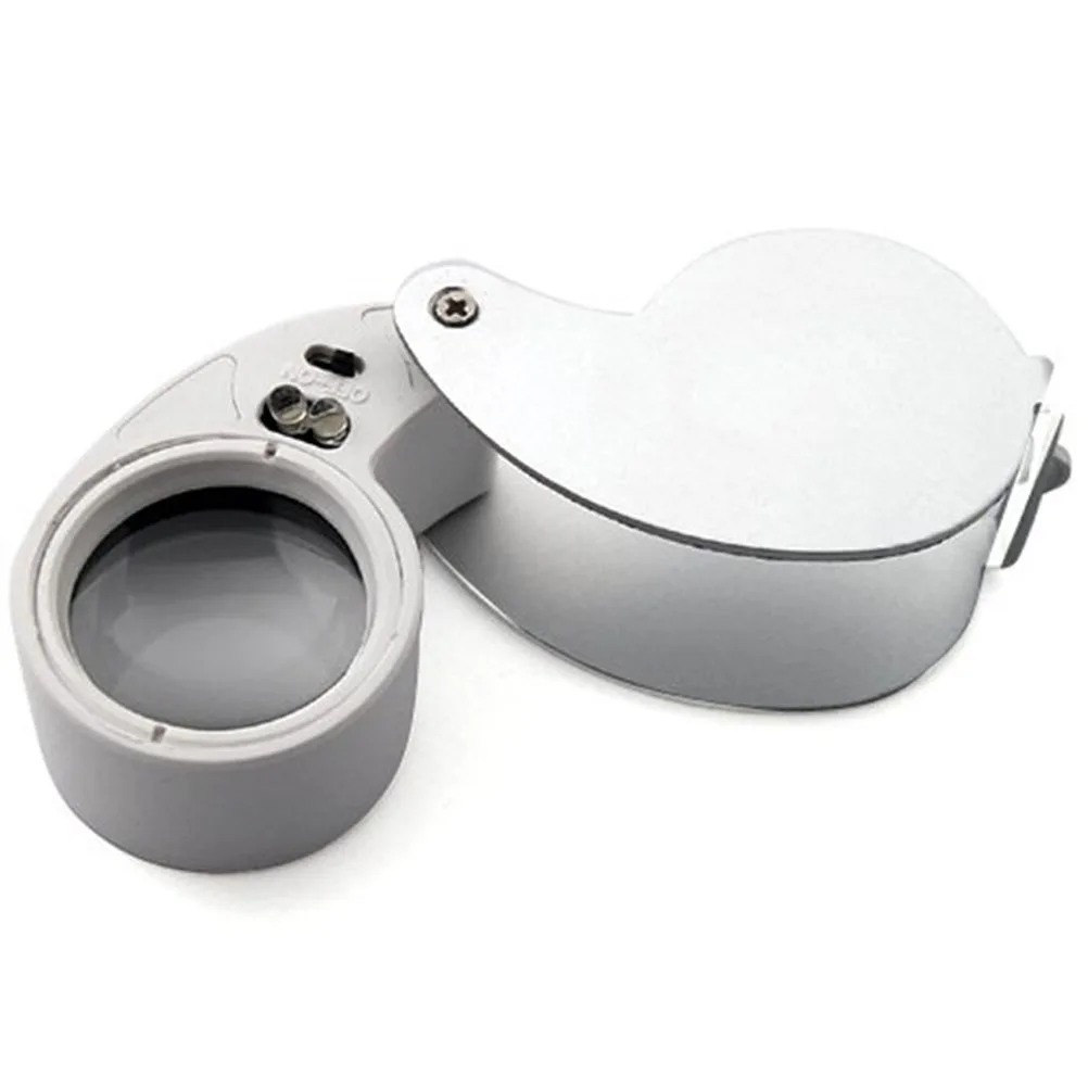 

40X Magnifying Loupe Silver 25mm LED Led Illuminated Loupe Illuminated Jewelry Watch Repair Crafts Accessories