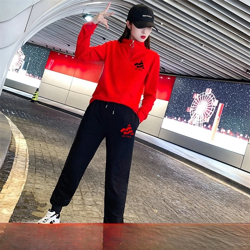 Women's Fitn Performance Sportswear Set Spring 2026 Square Dance Exercise Running Long Sve Cotton Long Pants