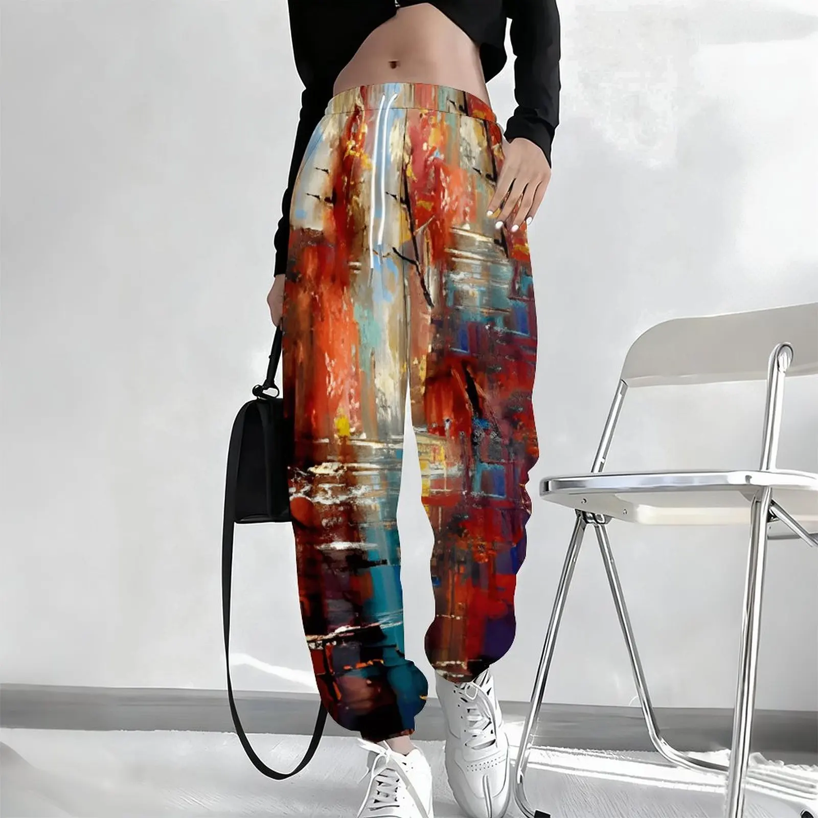 Winter Women's Daily Casual Yoga Pants Printed Sportswear Pants Fashion Drawstring Jogging Pants Autumn Pocket Trousers