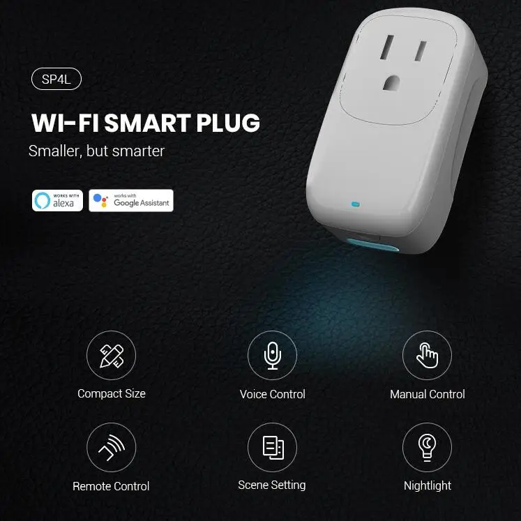 Broadlink SP4L US Smart Wi-Fi Plug, 15A Timer Outlet with Dimmable Night Light, Works with Alexa, Google Assistant, IFTTT