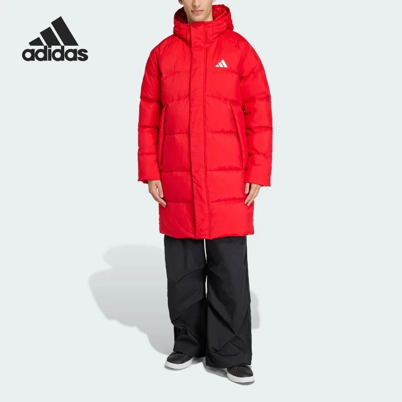 Adidas Men's and Women's Sports Warm Long Hooded Fashion Down Jacket KS6480