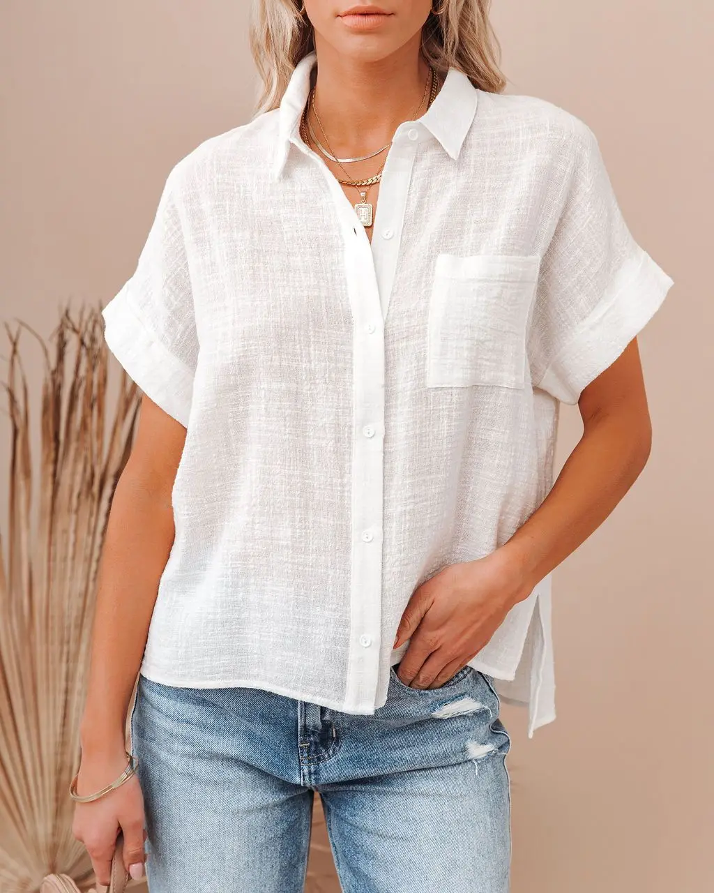 Casual Solid Short Sleeve Cotton Linen Loose Blouse Vintage Harajuku Oversized Shirt Elegant Tunic Summer Tops Women 2022