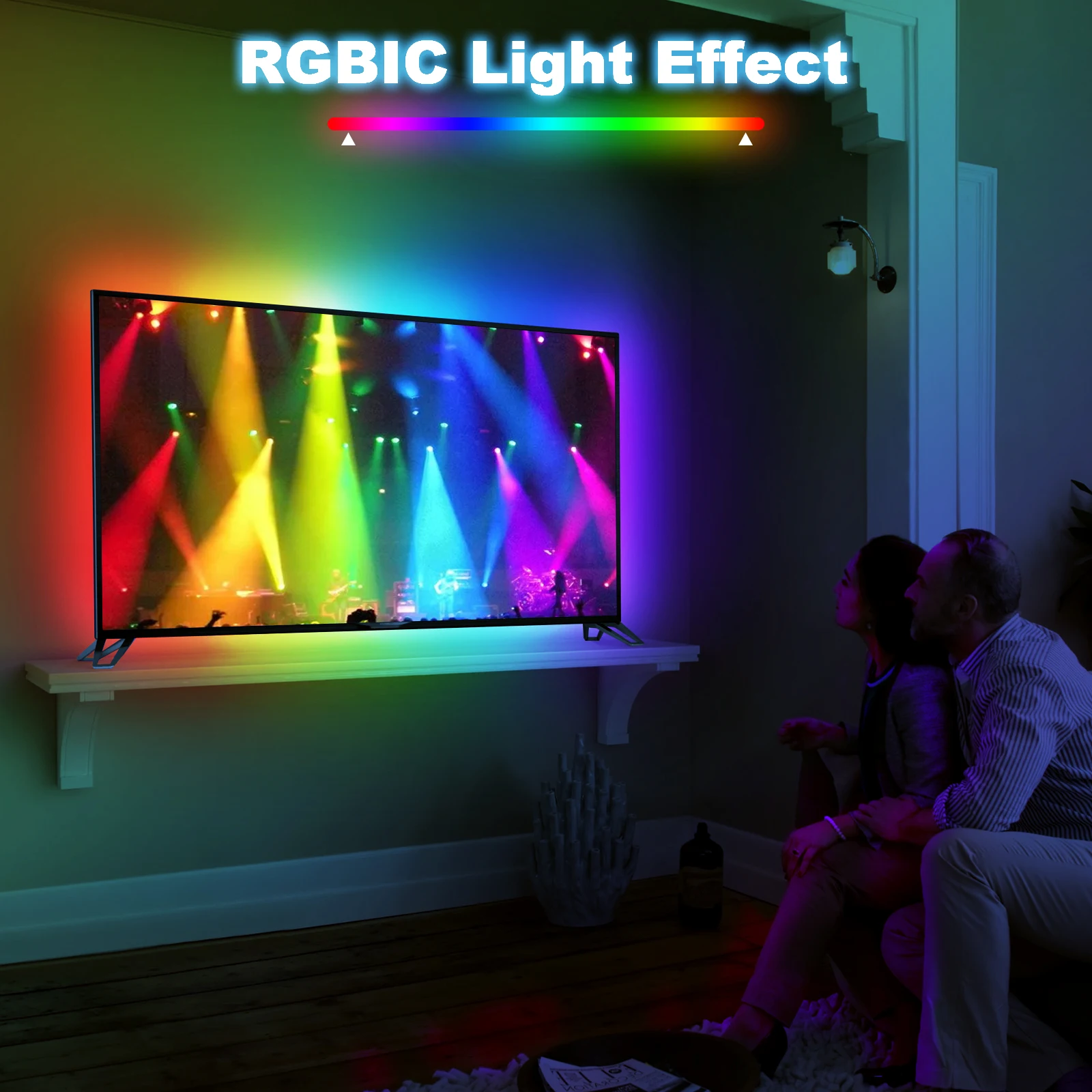 Imagem -02 - Kit de Luz Led para Home Theater Ambiente Dispositivos de Luz Traseira para pc Usb Fita Rgb Sincronização de Cores Uso com Alexa Google Box 5575