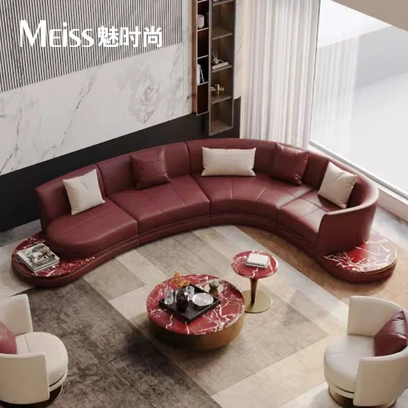 Living room furniture Original minimalist light luxury, designer large flat-floor villa corner sofa Italian large curved sofa