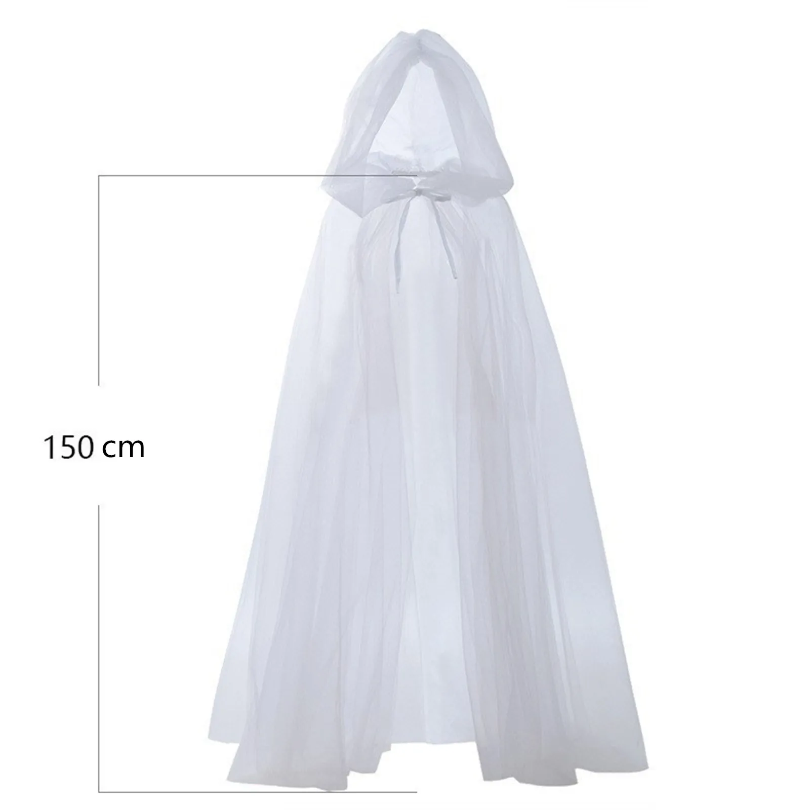 Witch Mesh Hooded Tulle Cape Cloak Mesh Long Black White Wedding Bridals Floor Length Soft Mesh Cloaks for Halloween Carnival