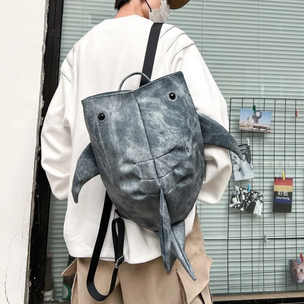 Large Capacity Animal Whale Shark Shape Backpack Cloth Oxford Waterproof Zipper Knapsack Student College Backpack Shoulder Bag
