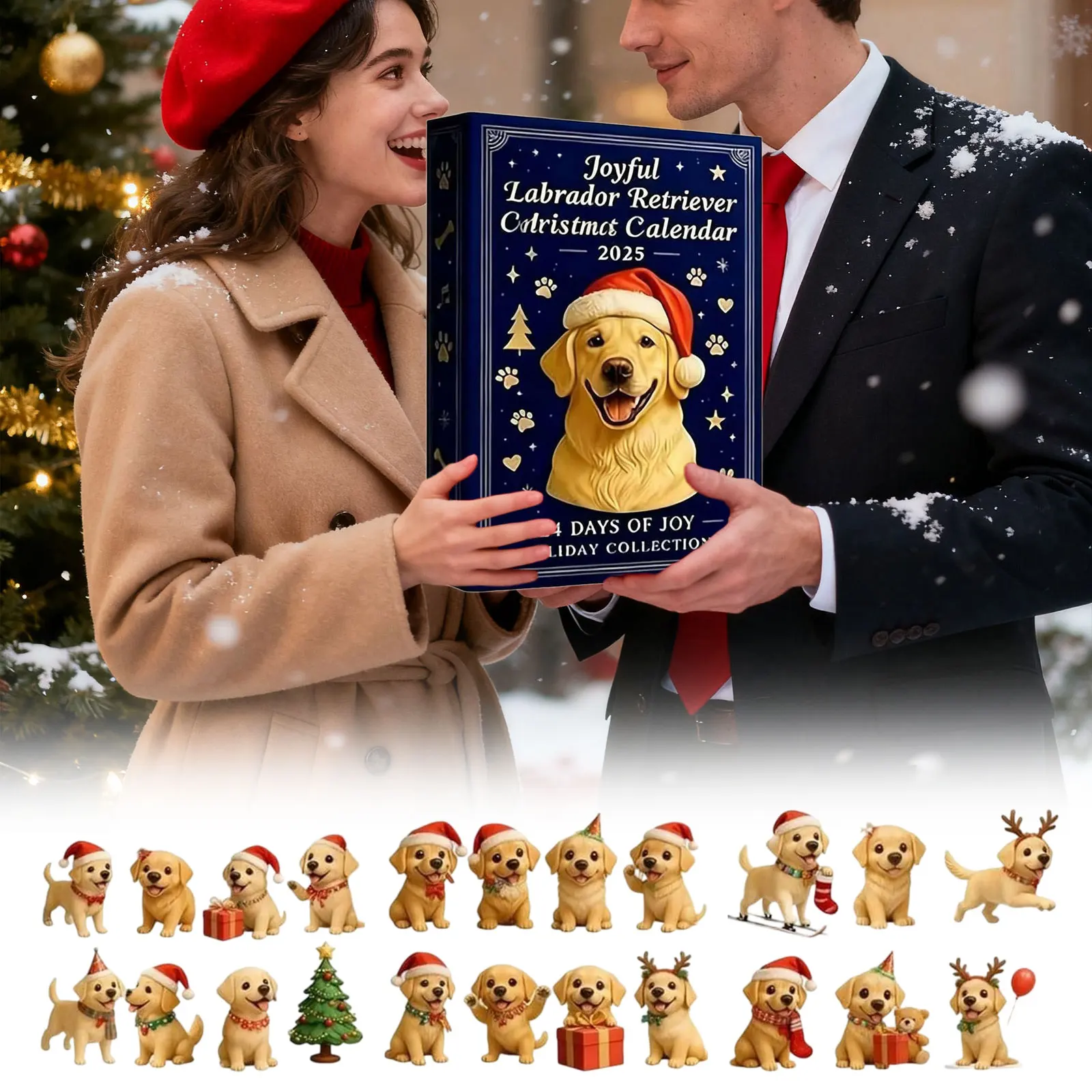 مؤقت التمرين مع ثانية 24 يوم مجيء الكلب قلادة عيد الميلاد التقويم 2D الاكريليك لطيف الكلب الصغيرة وعاء الفخار صغير مع الموقت